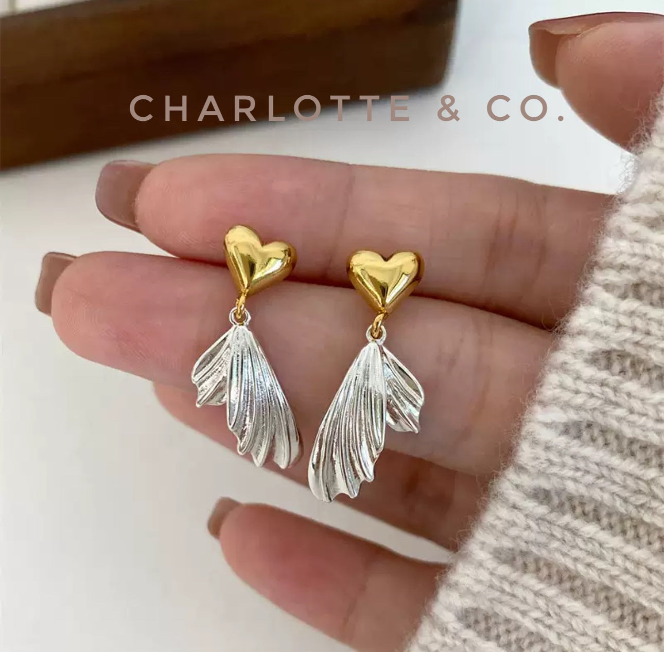 韓系金心魚尾耳環