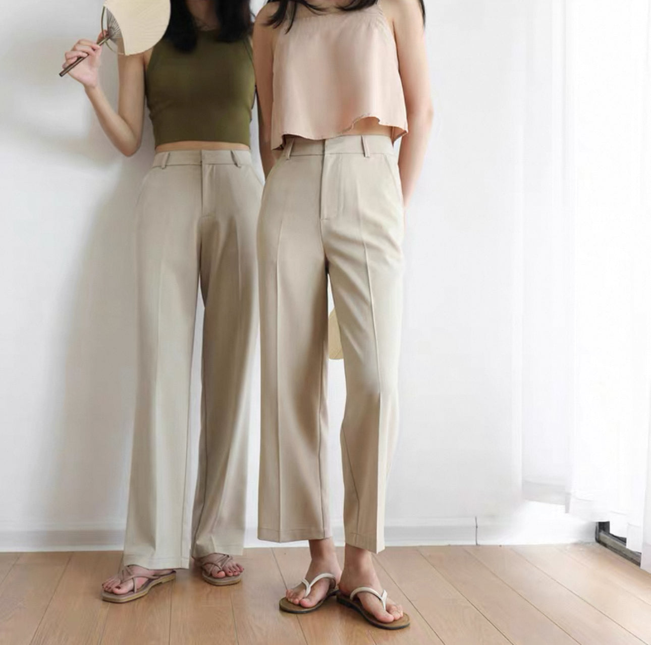 韓系高腰直腳西褲/九分褲