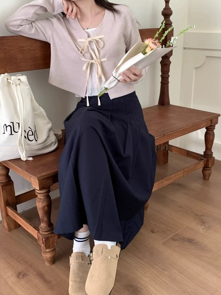 韓系V 領雙蝴結外套