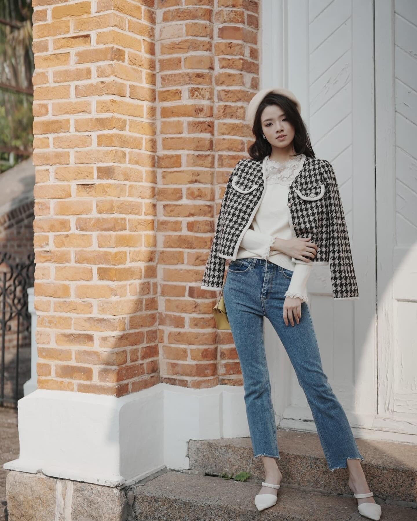 韓系千鳥格小香風外套