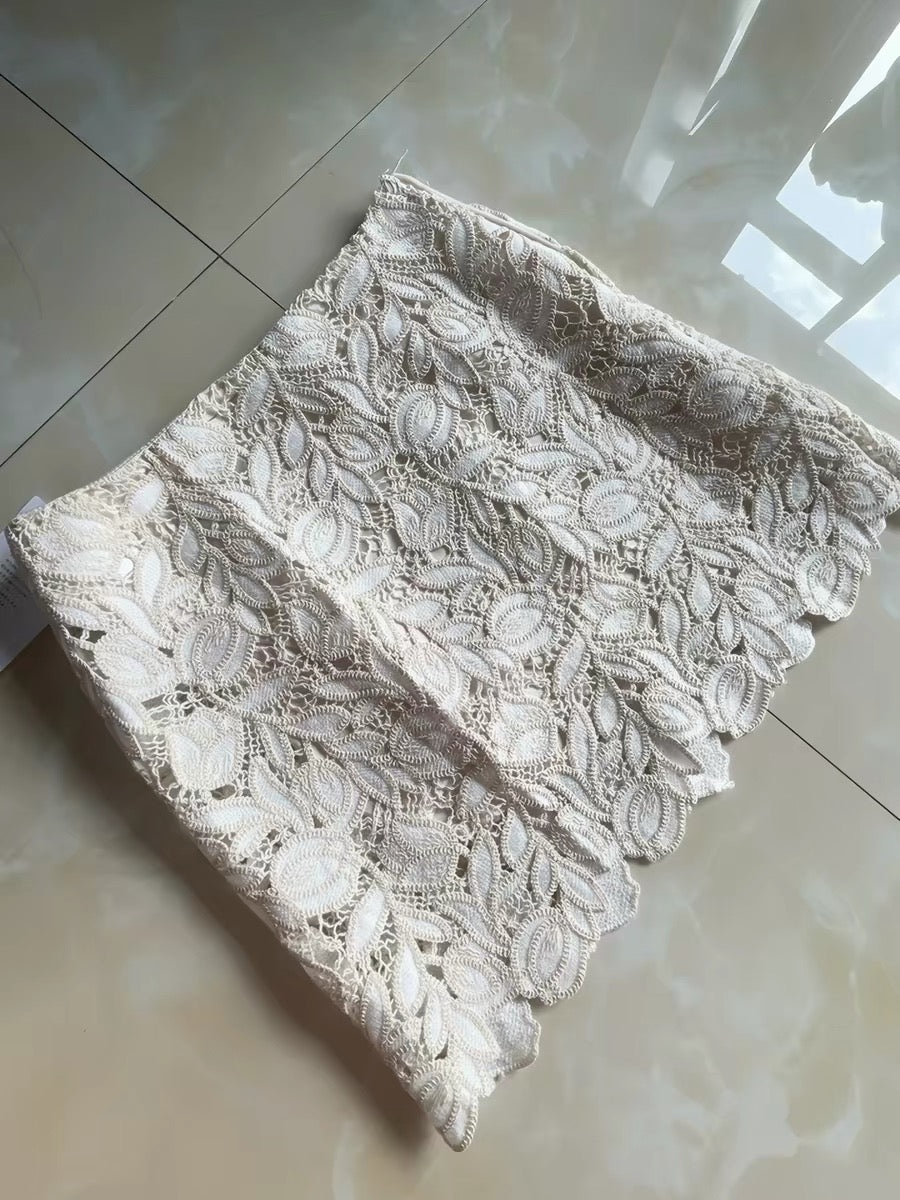 韓系高腰小金香蕾絲裙