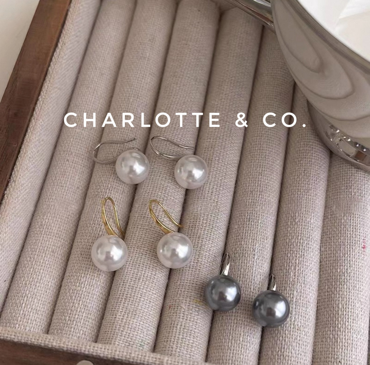 韓系C勾吊珠耳環