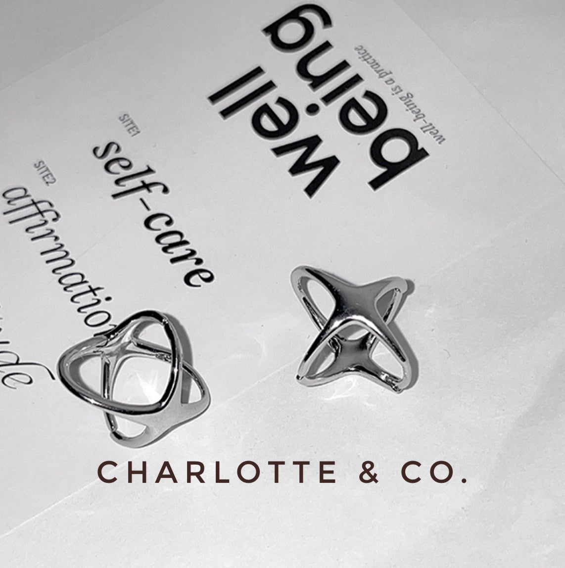 韓系十字星圈耳環