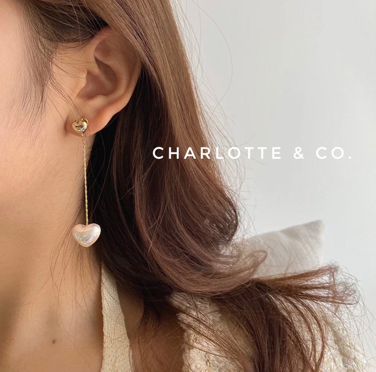 韓系吊心心耳環