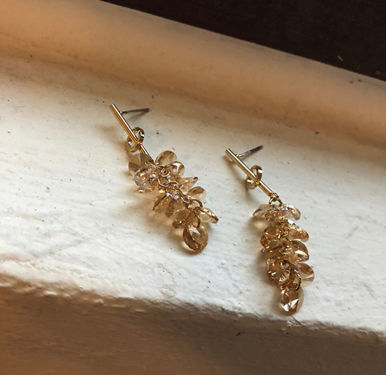 韓系串串水晶耳環