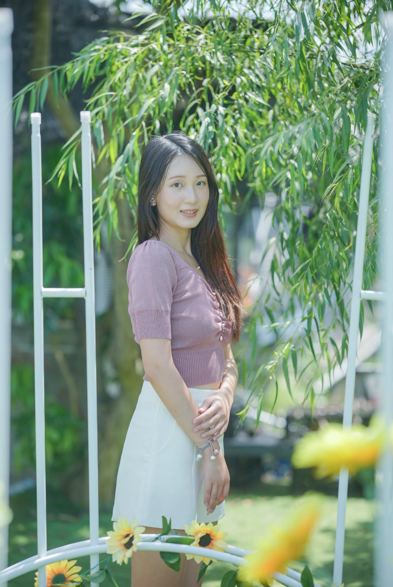 韓系鑽領水珠扣針織上衣 The Drill Collar Bead Button Knitted Top