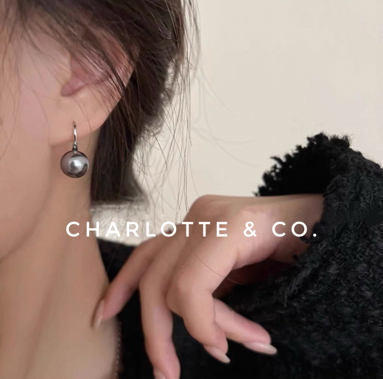 韓系C勾吊珠耳環