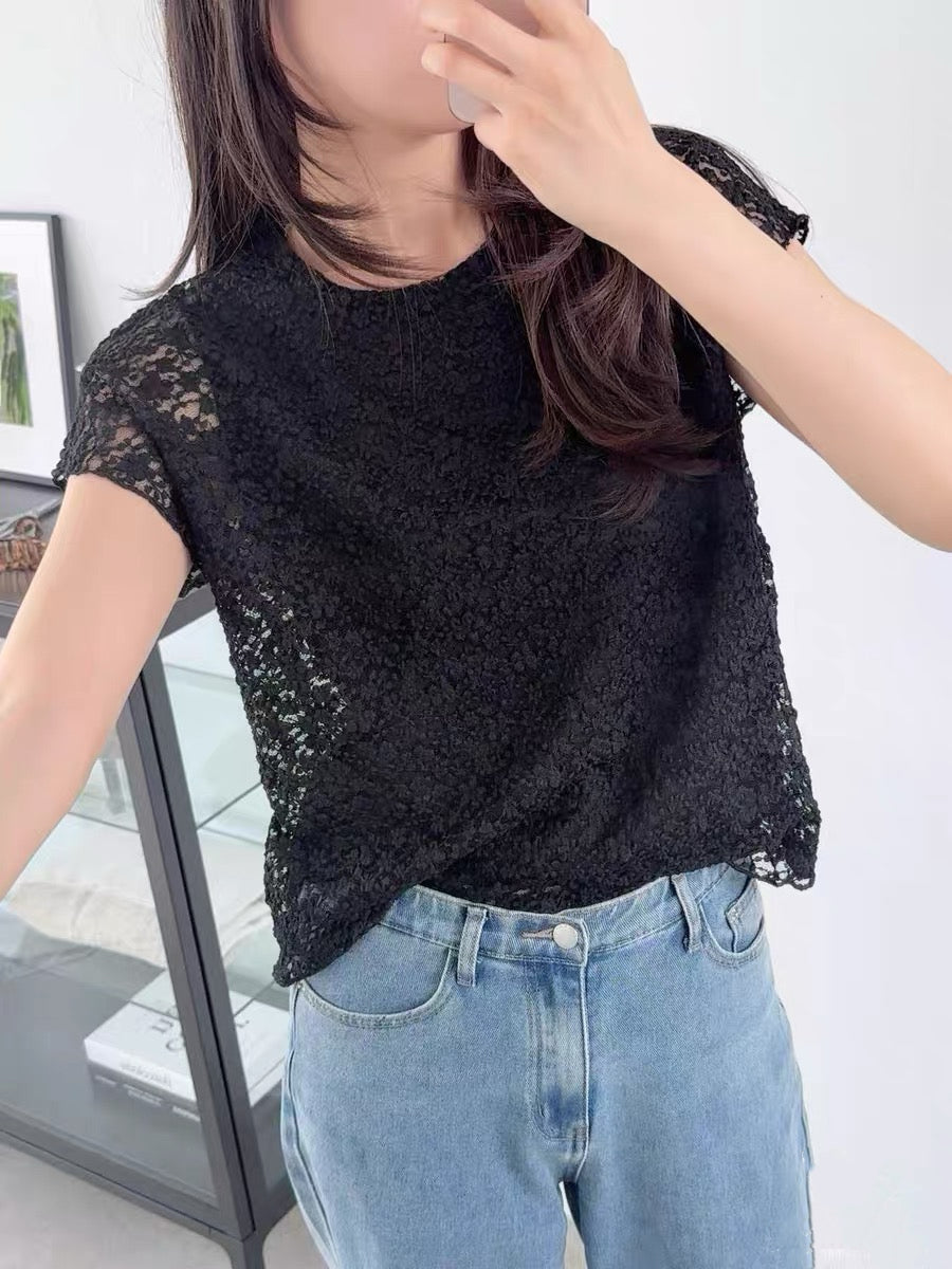 韓系小蕾絲花上衣