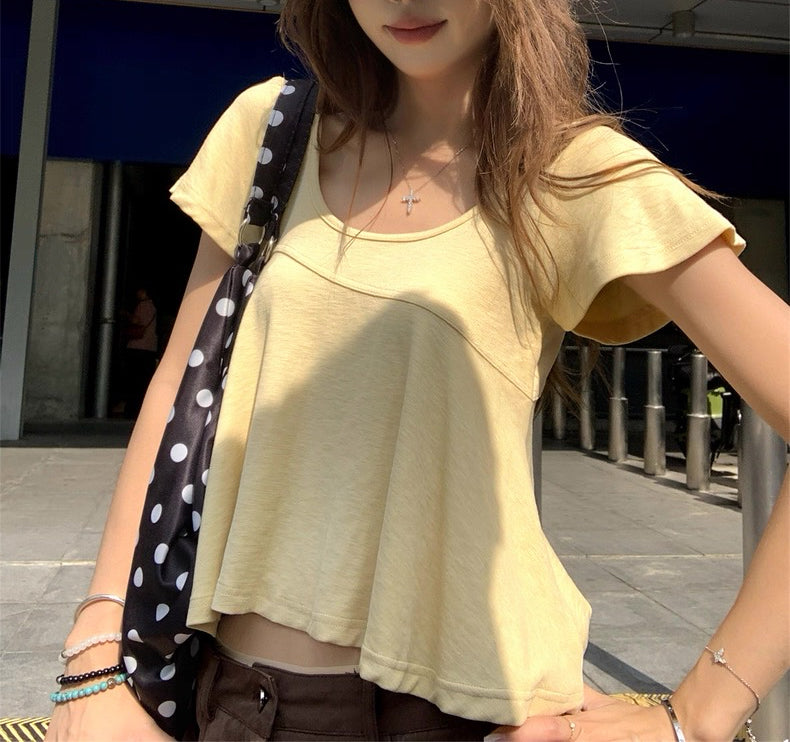 韓系U 領不規則上衣