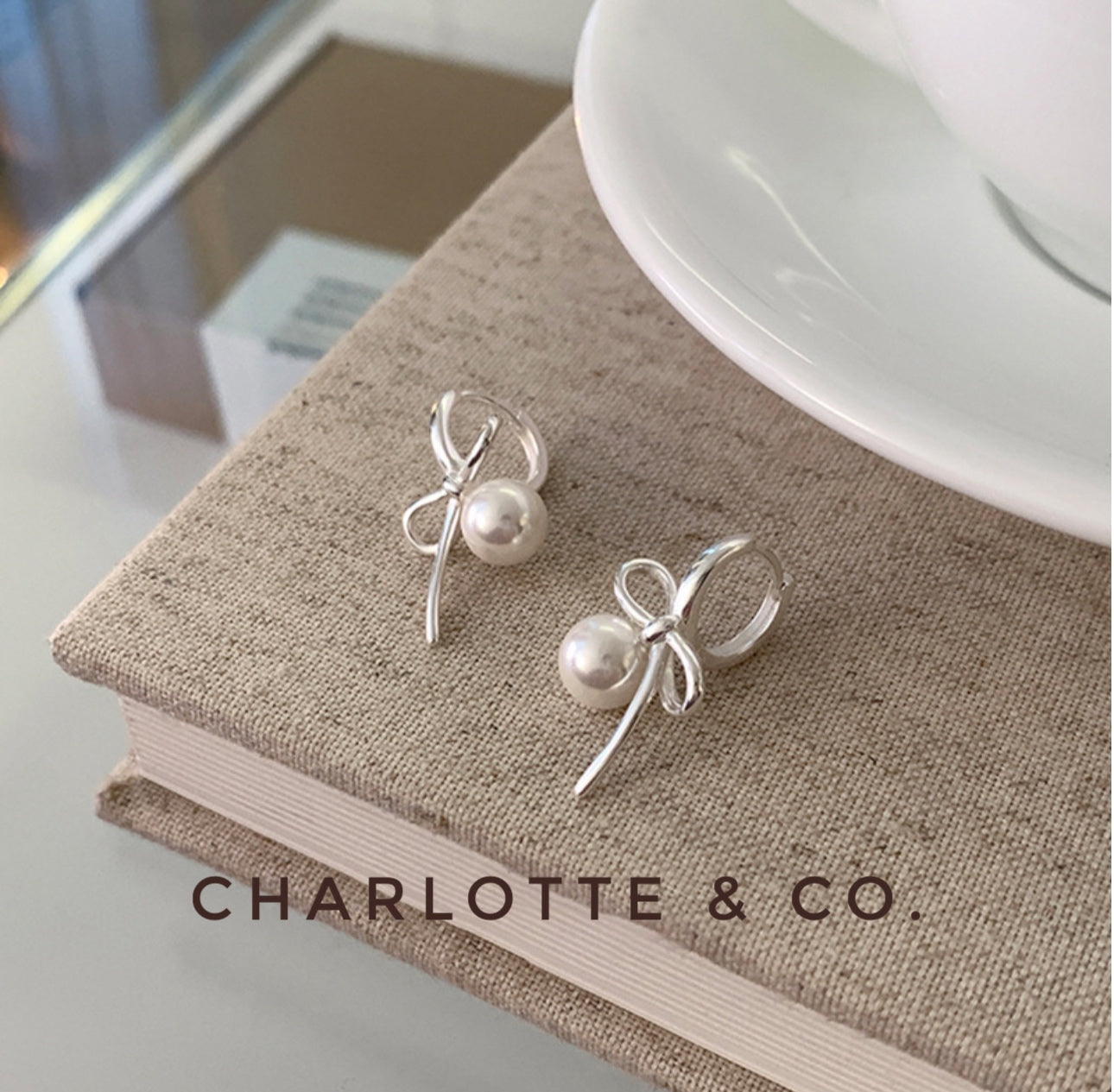 韓系芭蕾蝴結吊珠耳環