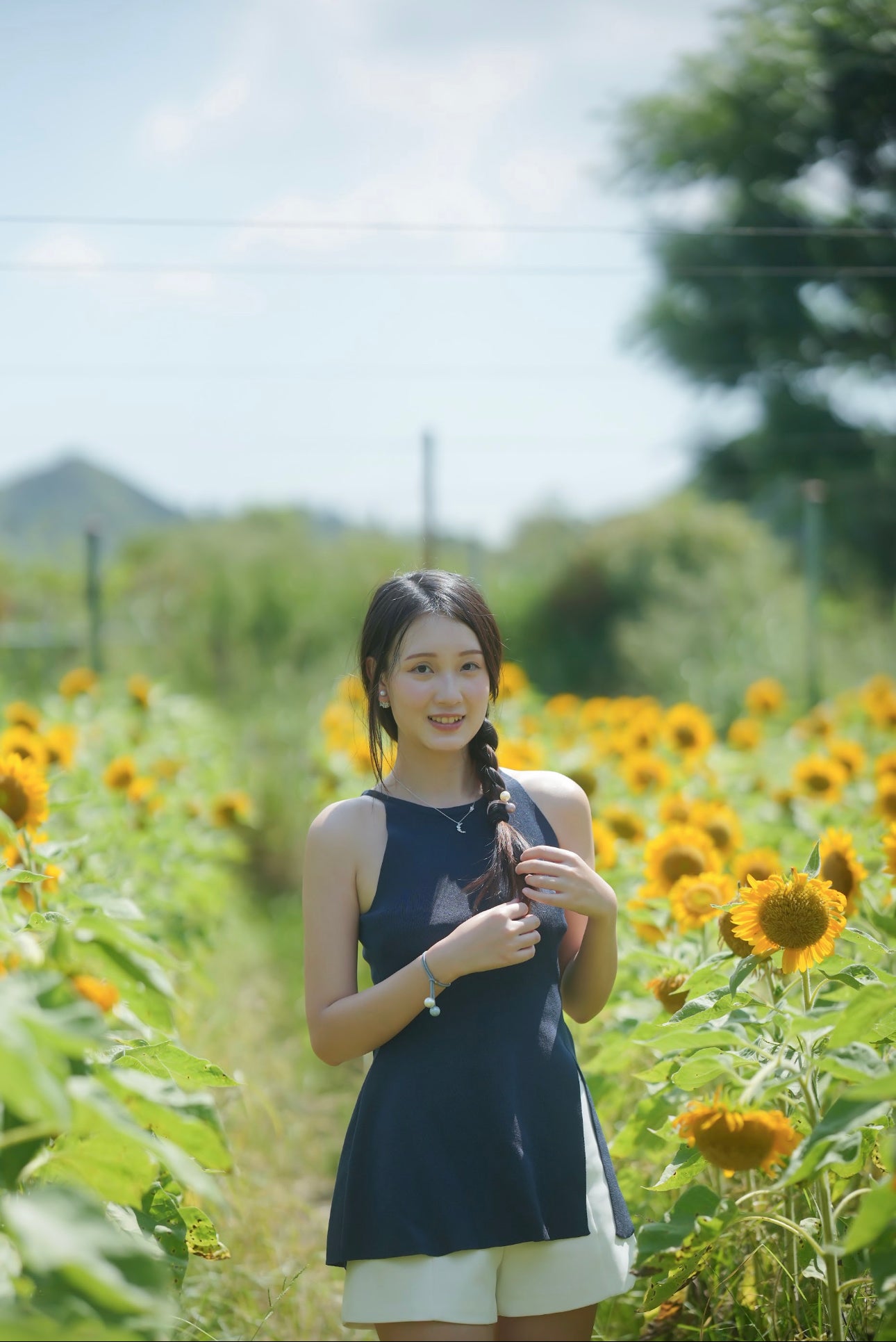 韓系掛項側叉針織背心