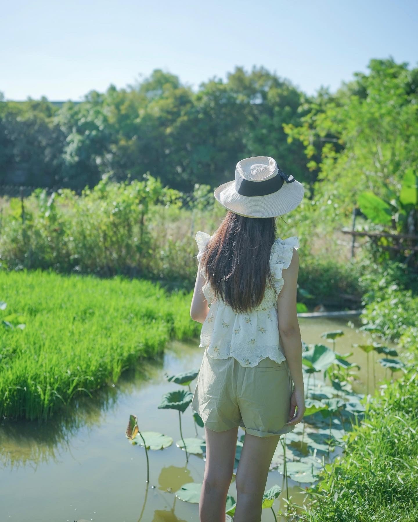 韓系方領荷邊小繡花收腰上衣 The Square Neck Ruffled Small embroidered Vest