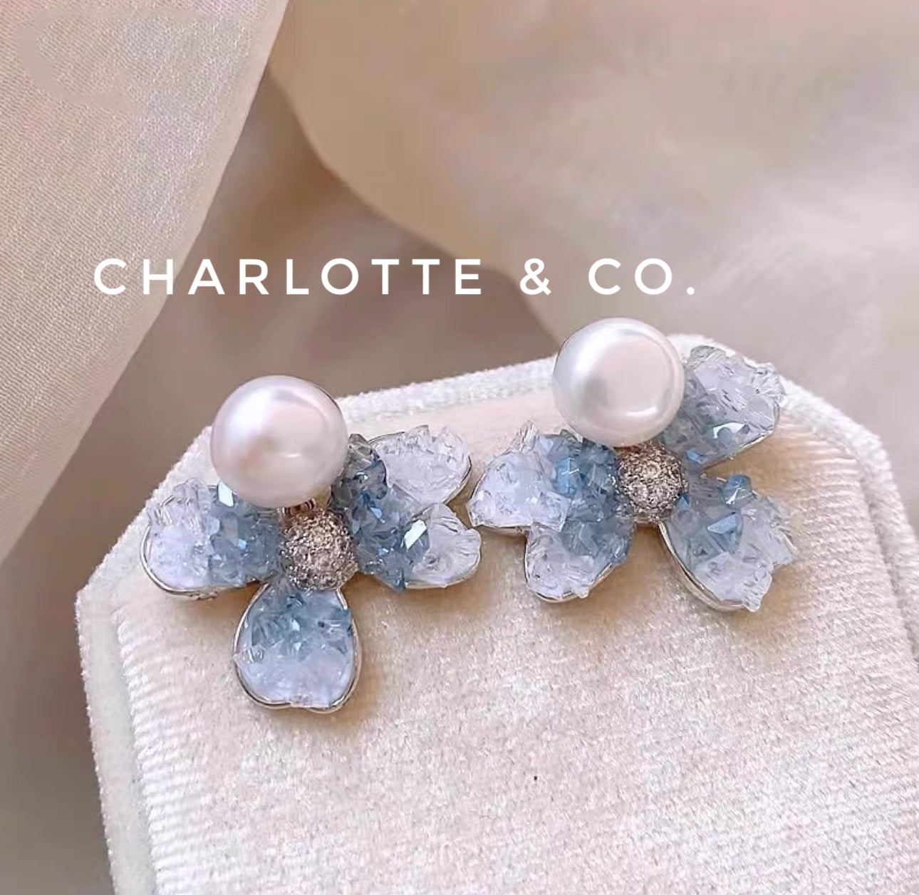 韓系蝴蝶晶珠耳環