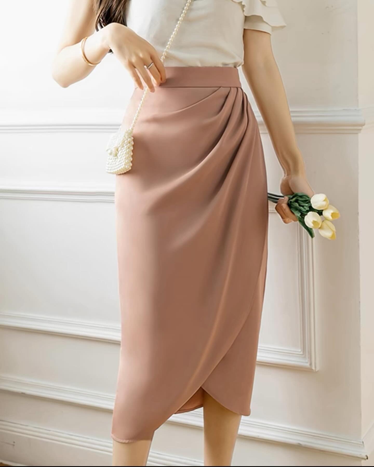 韓系高腰側開叉半身西裙