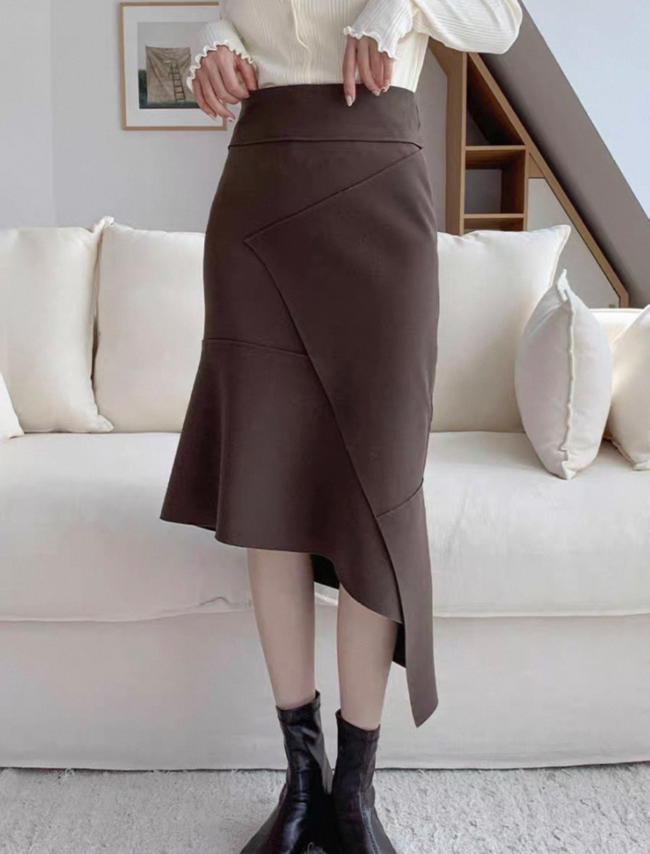 韓系不規則邊緊身裙