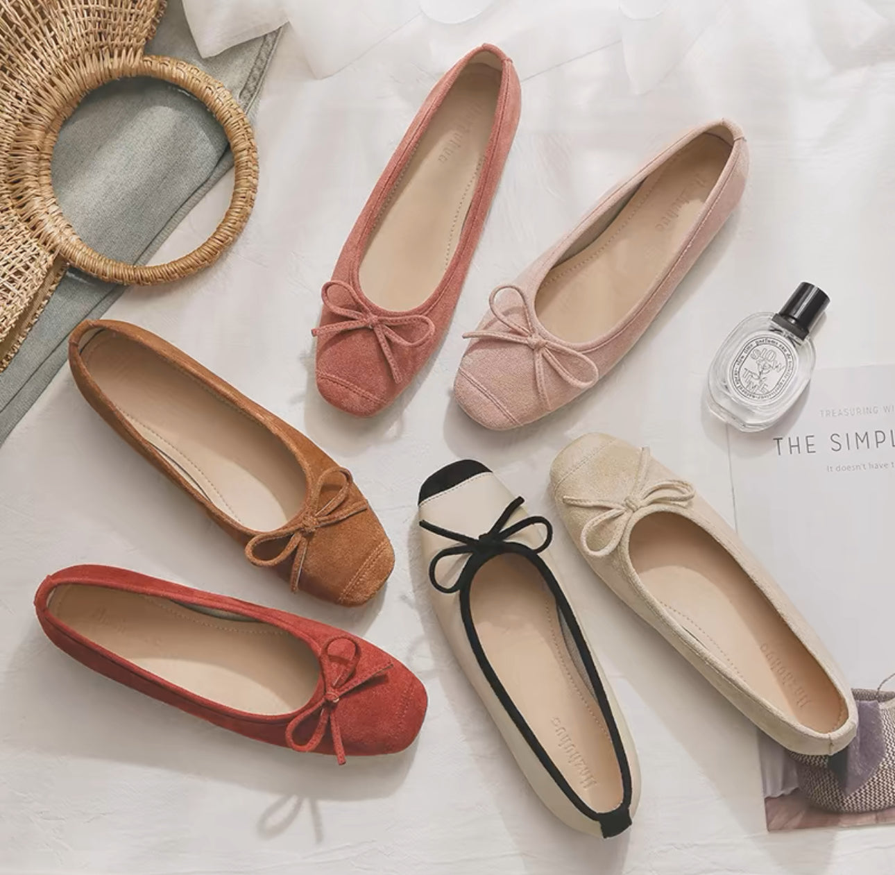 韓系圓頭小結芭蕾平底鞋