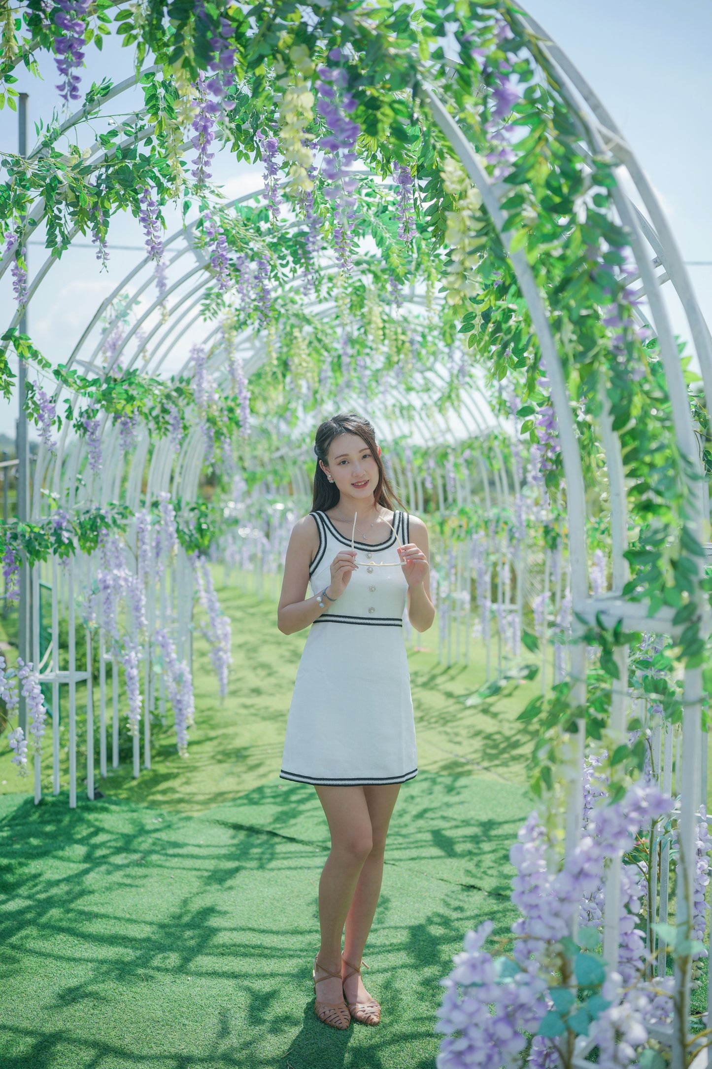 自家系列 閃石撞色小香風織裙