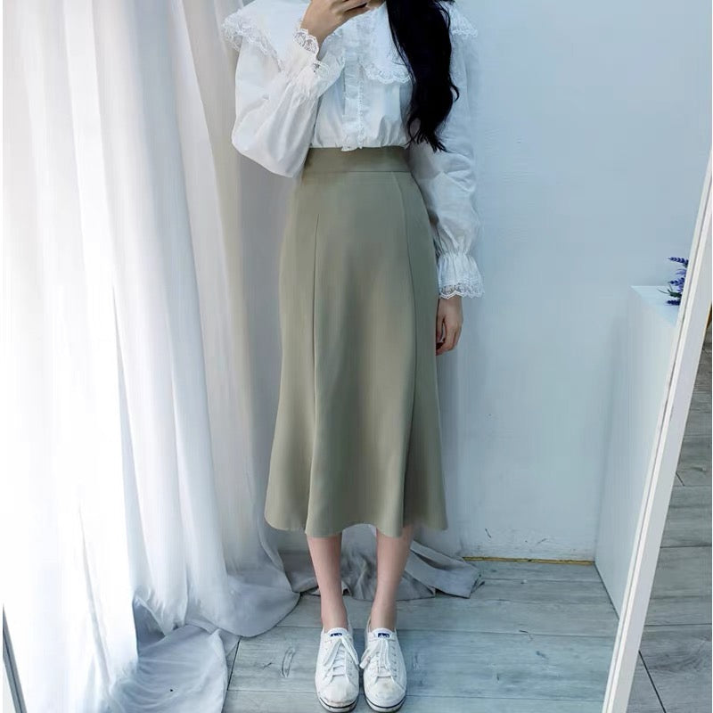 韓系高腰魚尾西裙