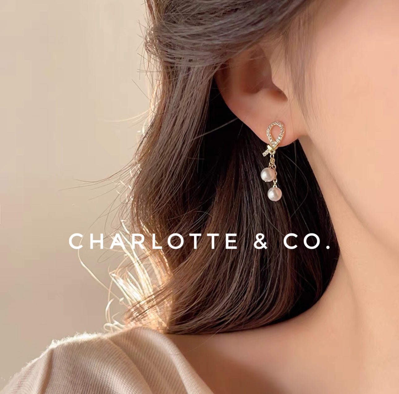 韓系打結吊珠耳環