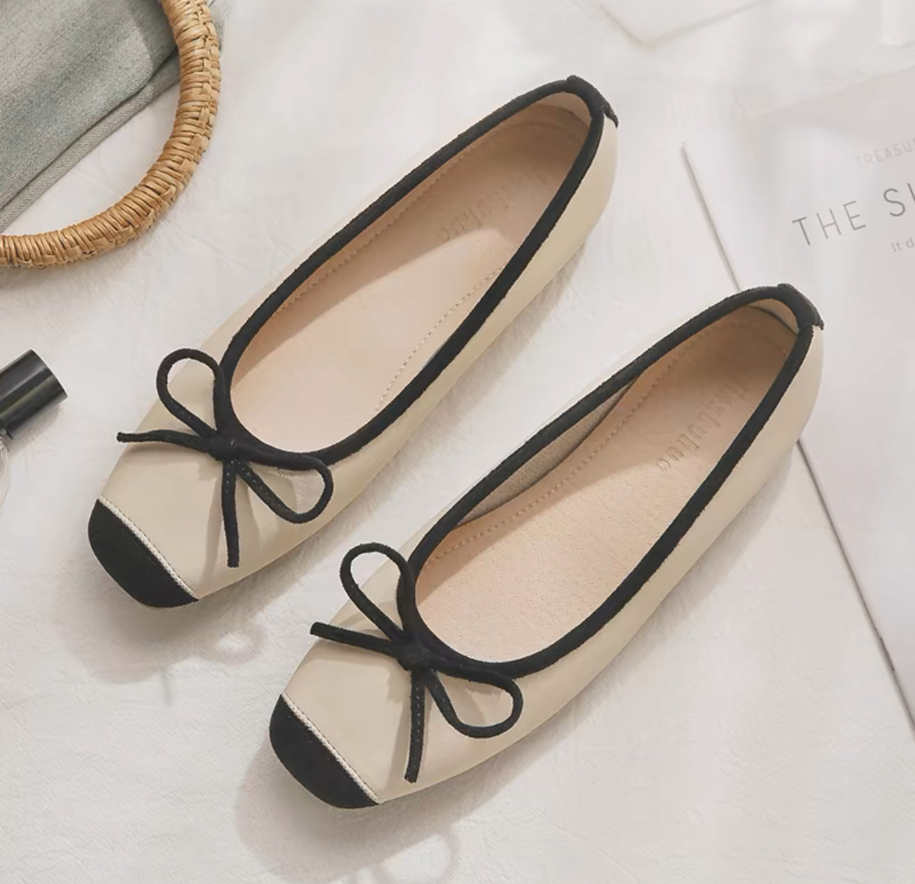韓系圓頭小結芭蕾平底鞋