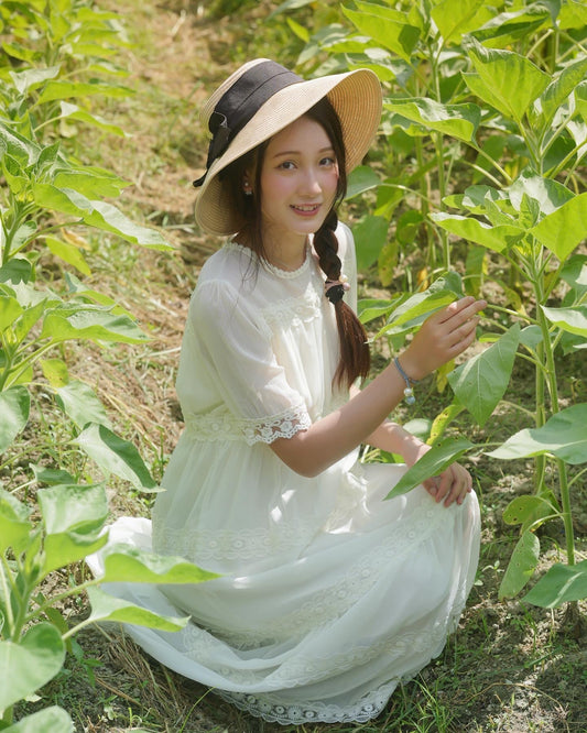 韓系花邊拼雪紡連身裙 The Lace And Chiffon Dress