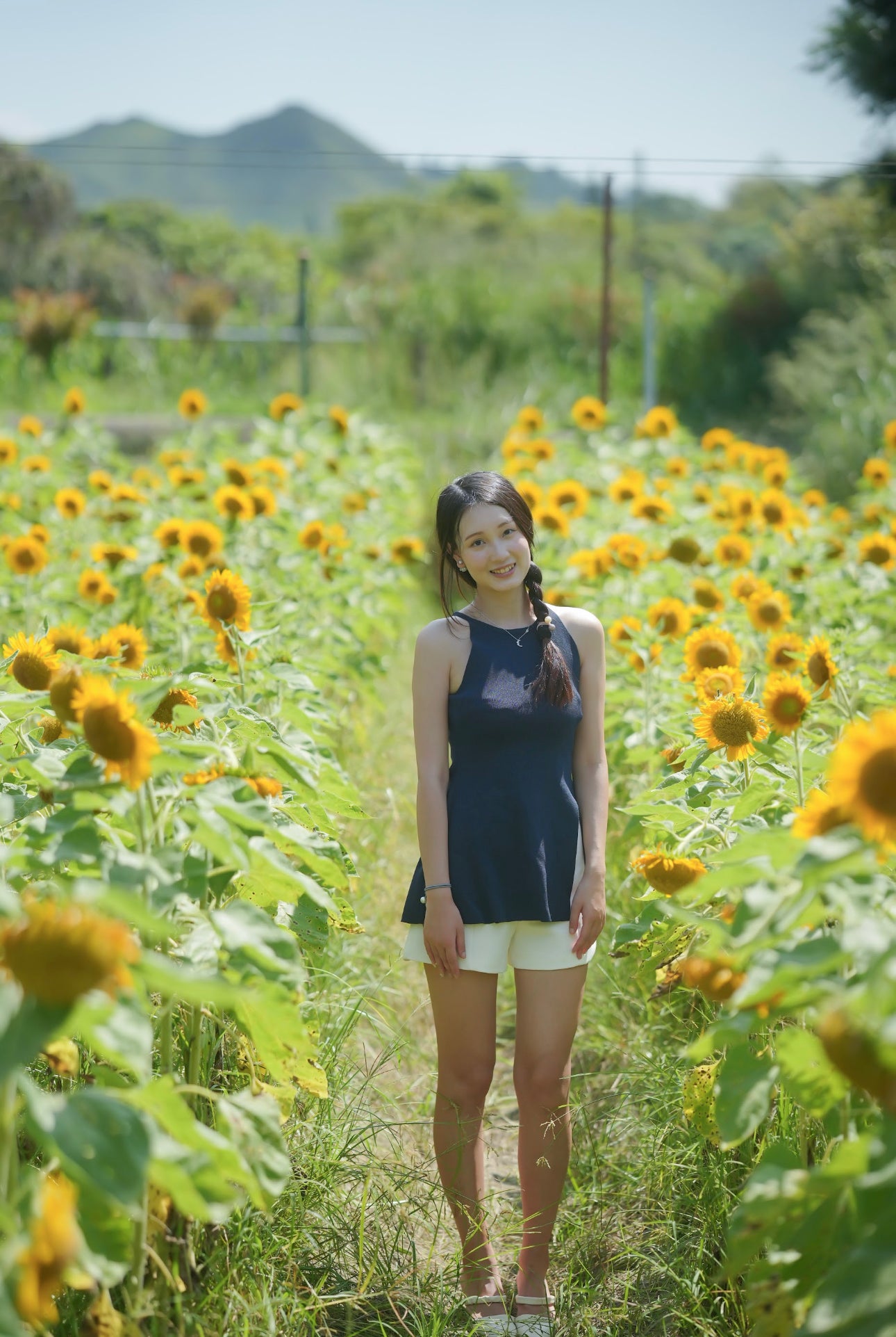 韓系掛項側叉針織背心