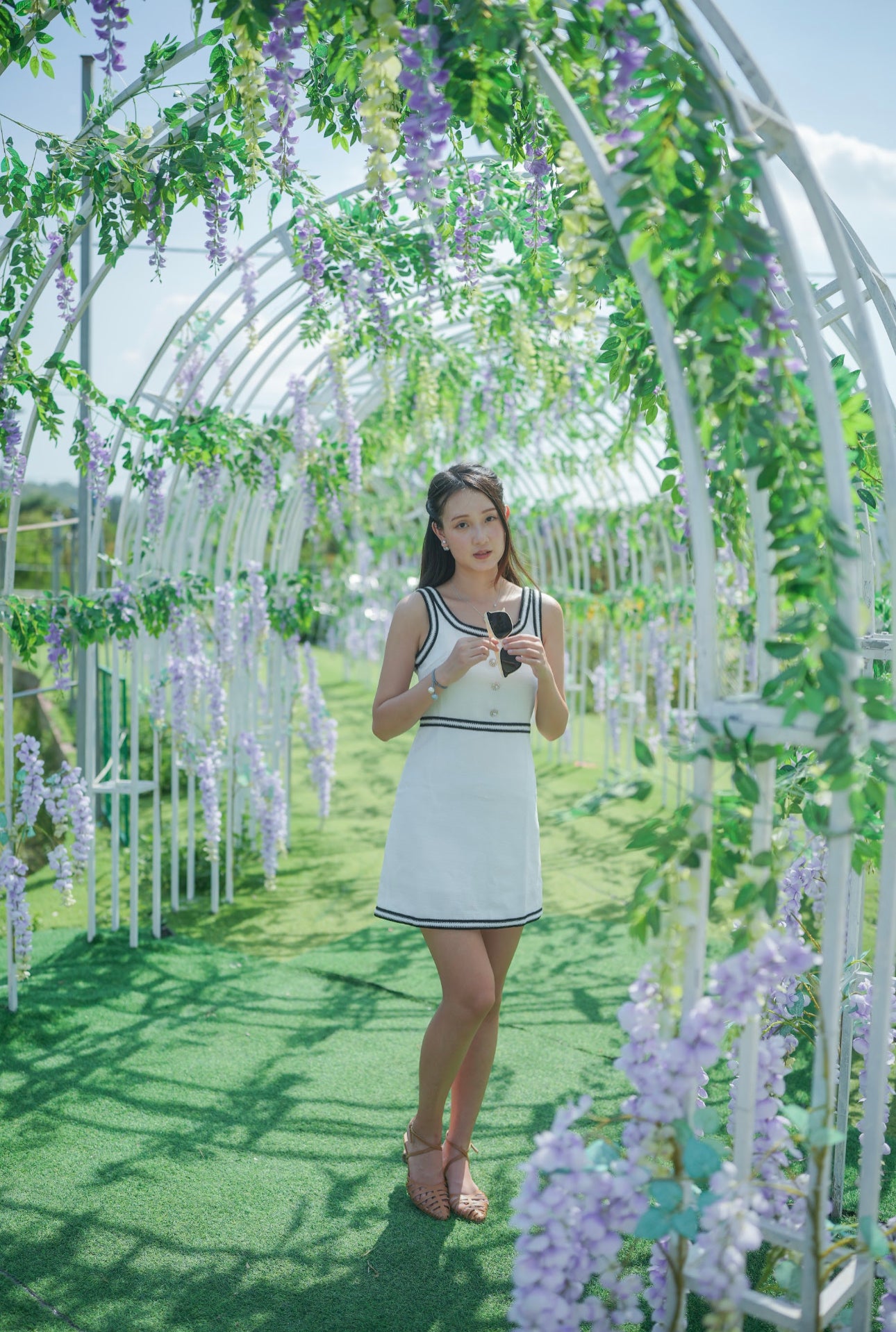 自家系列 閃石撞色小香風織裙