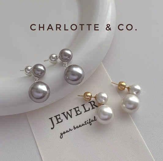 韓系大小吊珠耳環