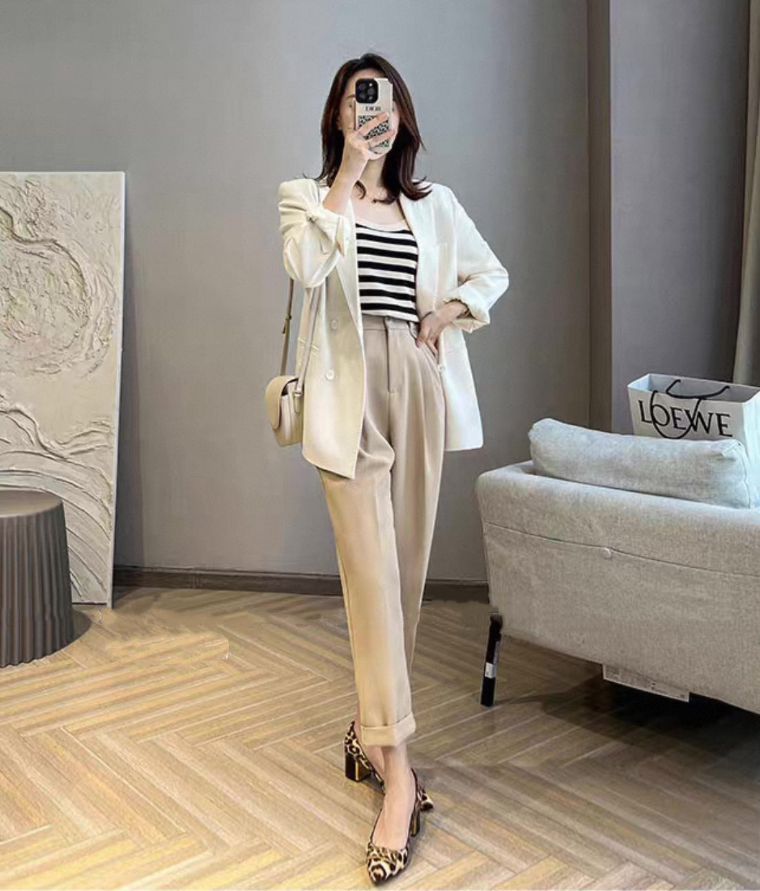 韓系高腰修腳西褲