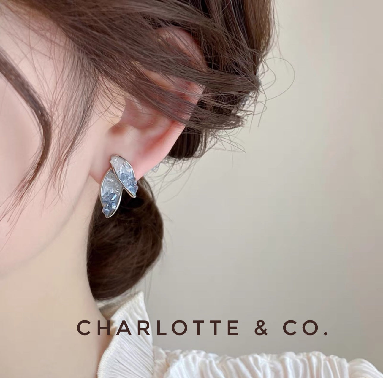 韓系水晶葉子耳環