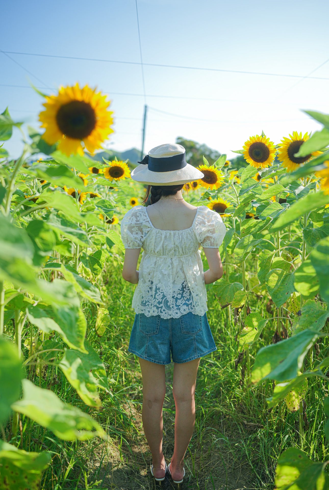 韓系透視蕾絲小繡花收腰上衣