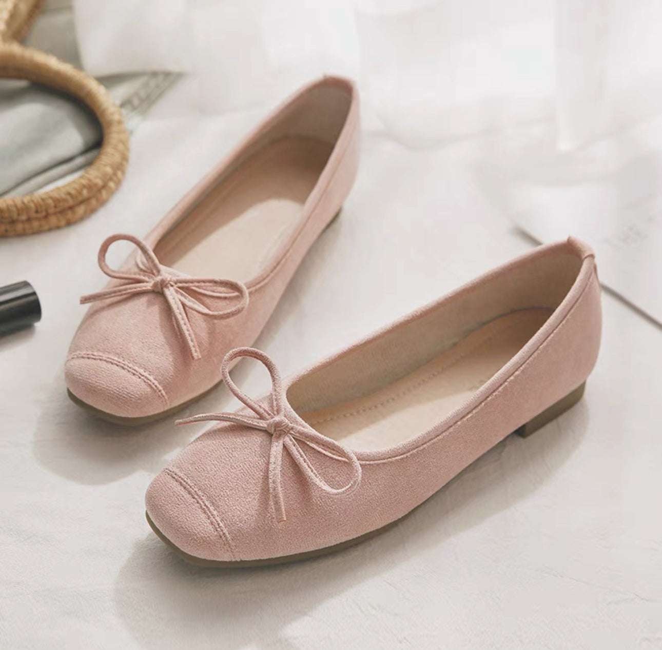 韓系圓頭小結芭蕾平底鞋