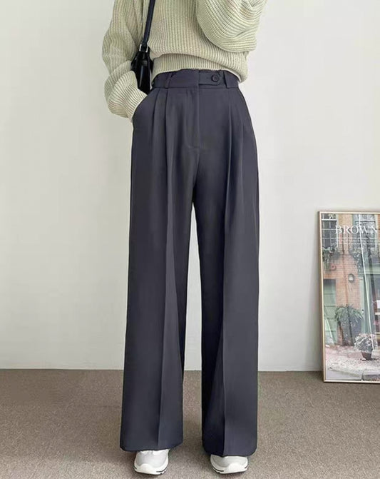 韓系高腰單扣西褲