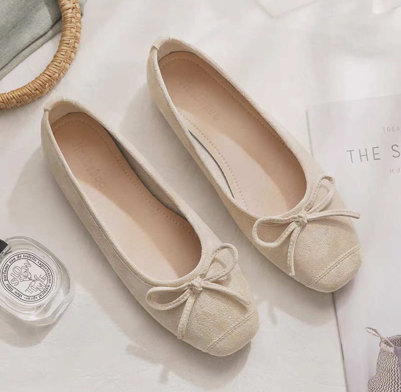 韓系圓頭小結芭蕾平底鞋