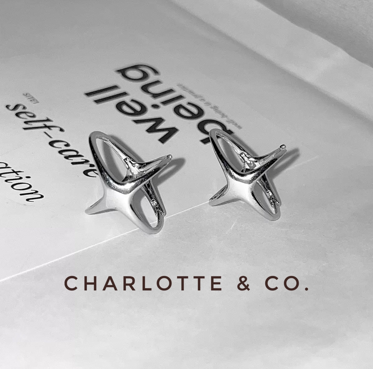 韓系十字星圈耳環