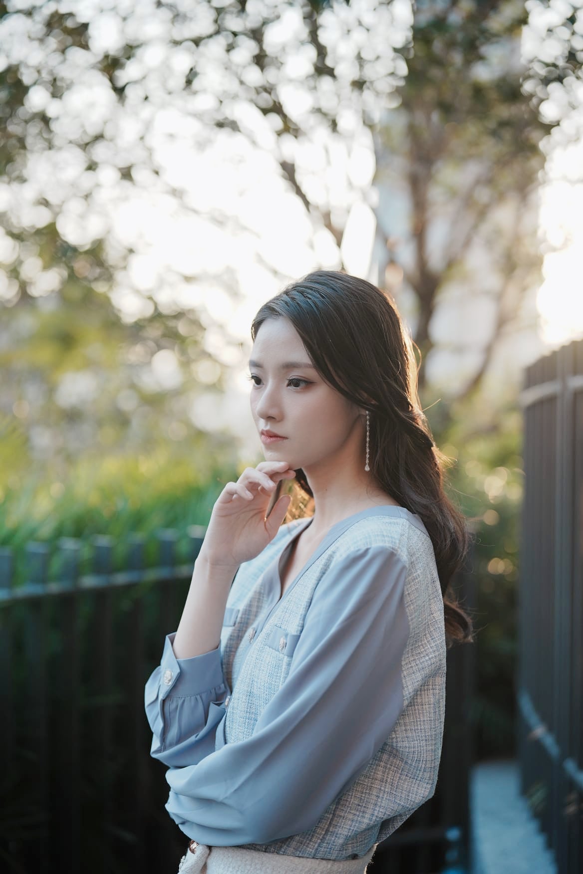 韓系V領扣子小香風上衣