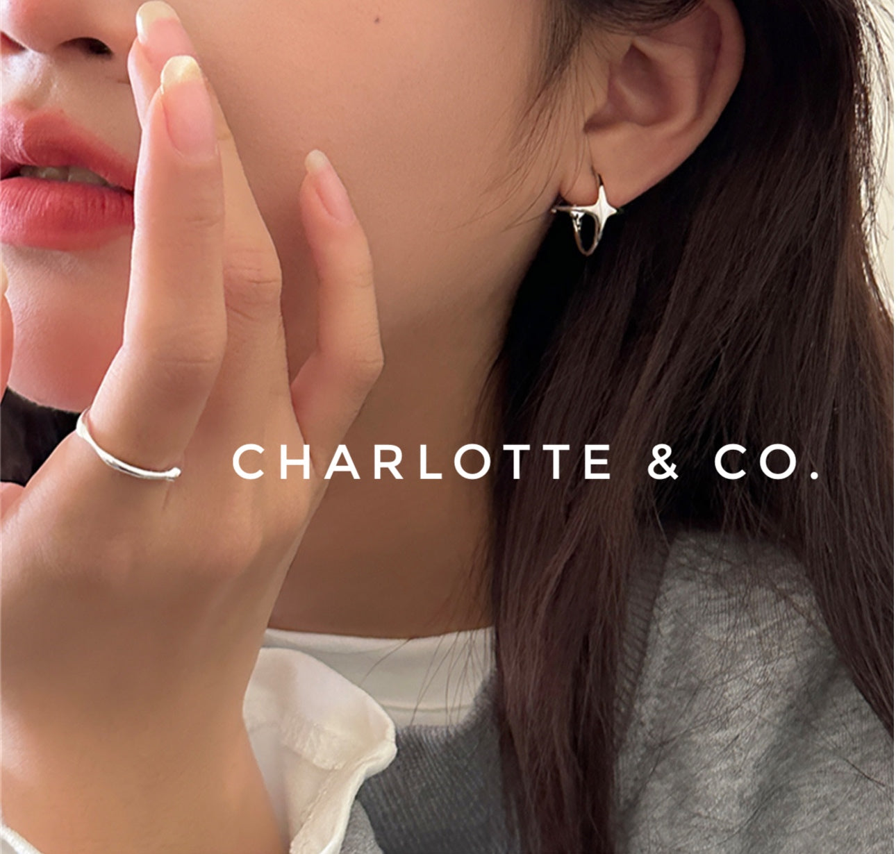 韓系十字星圈耳環