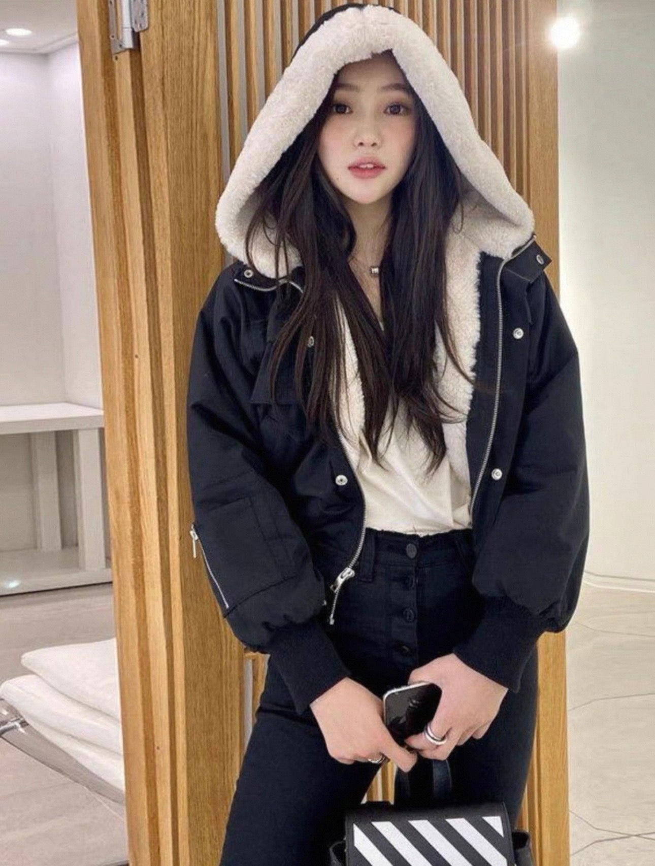 韓系拉鏈連帽短外套