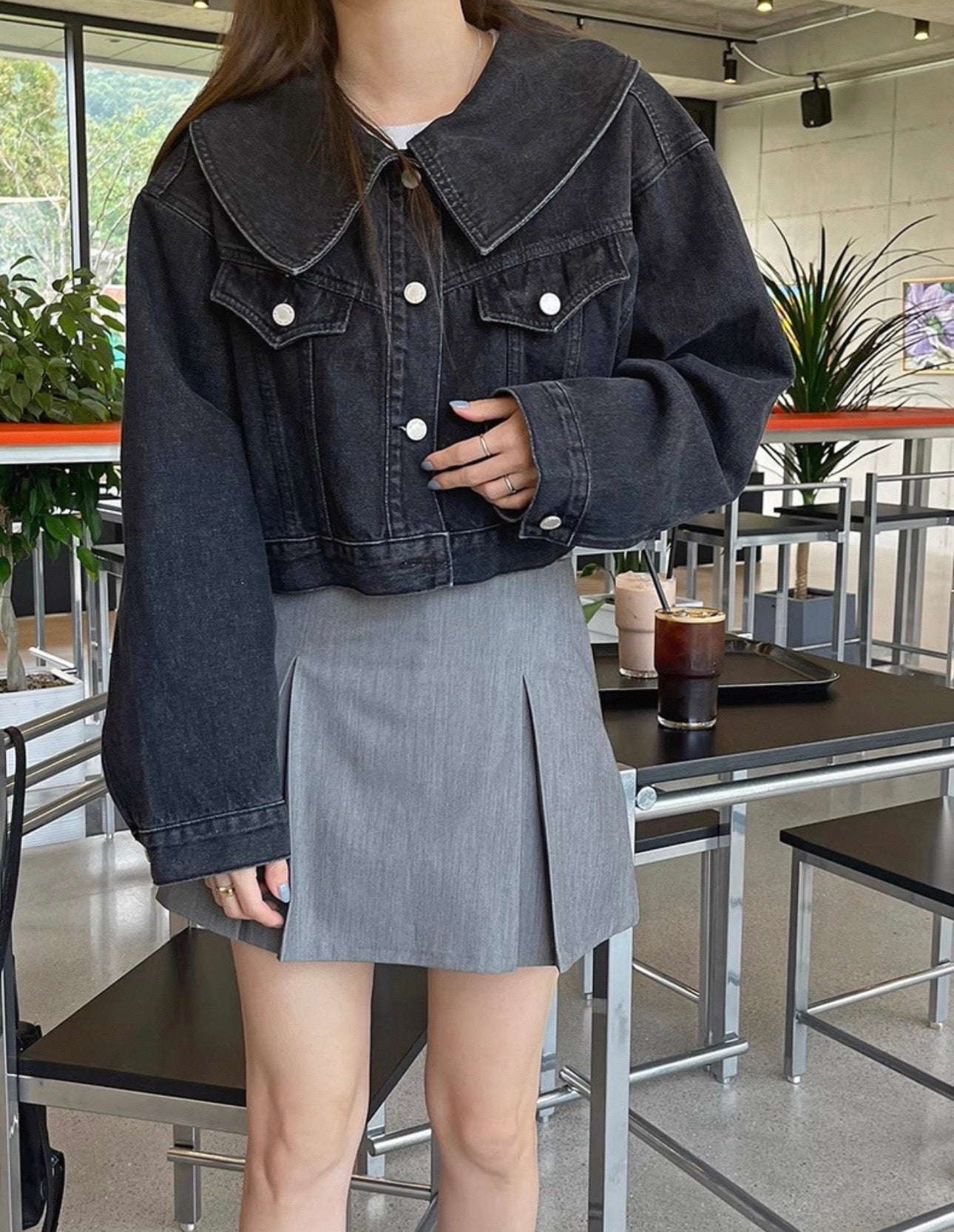 韓系娃娃領牛仔褸