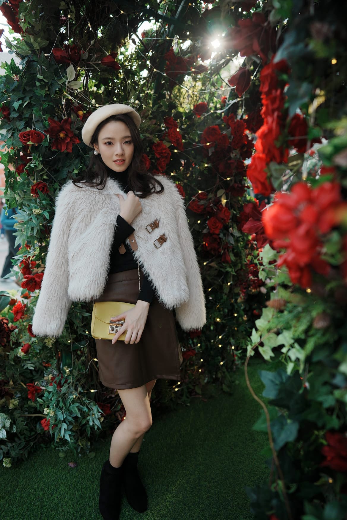 韓系純色高領細針織上衣/毛毛褸/皮裙