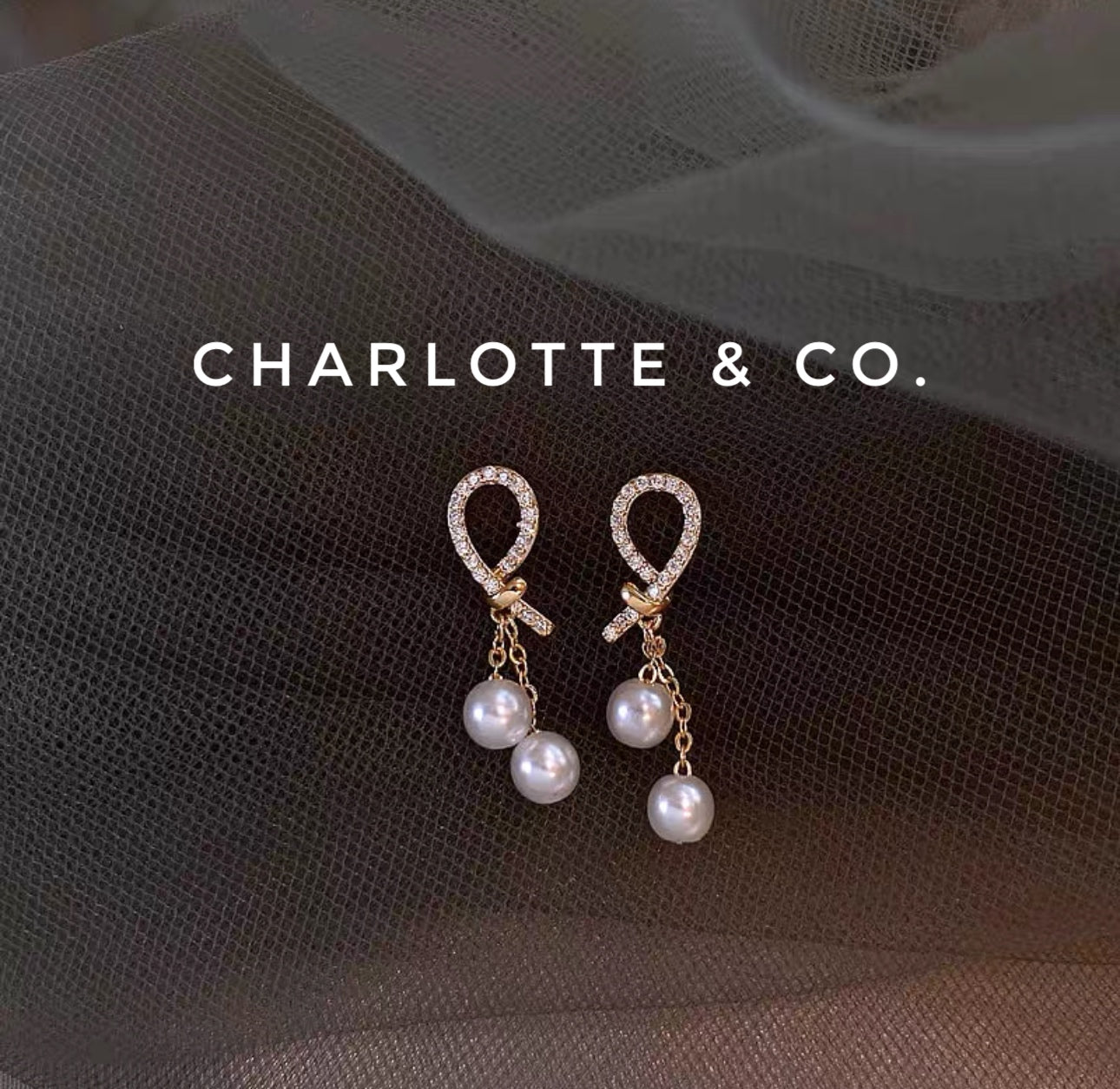 韓系打結吊珠耳環