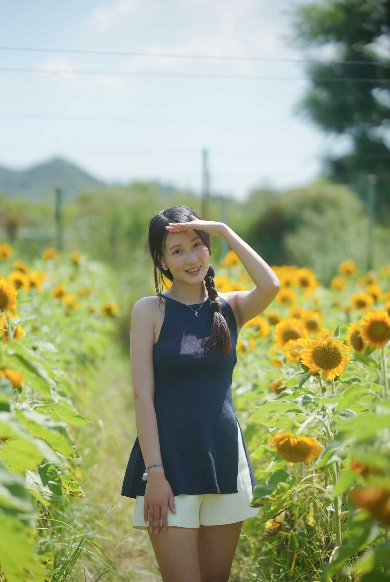 韓系掛項側叉針織背心