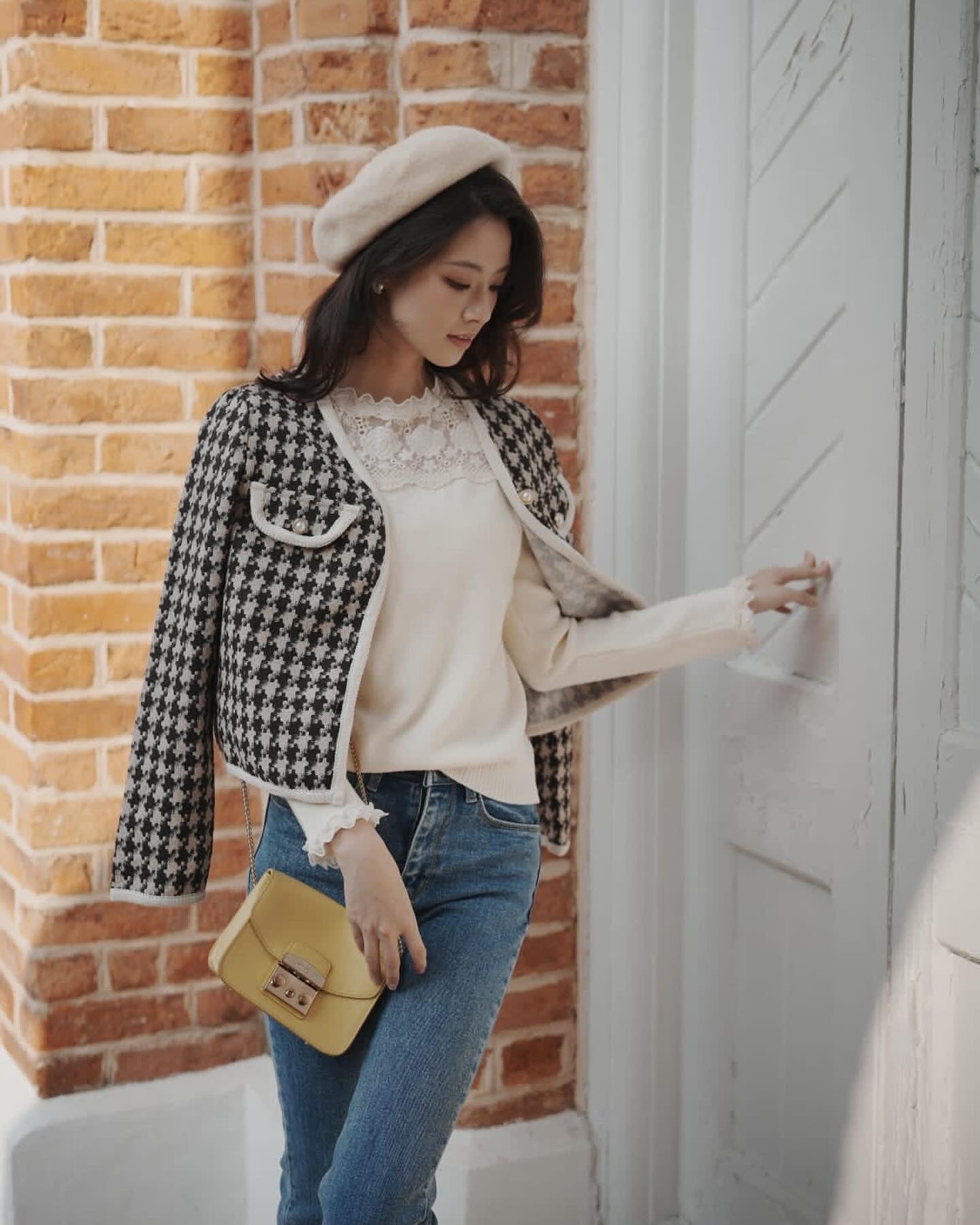 韓系千鳥格小香風外套