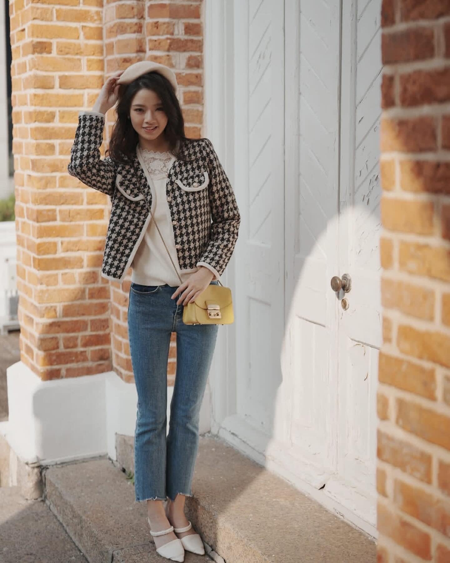 韓系千鳥格小香風外套