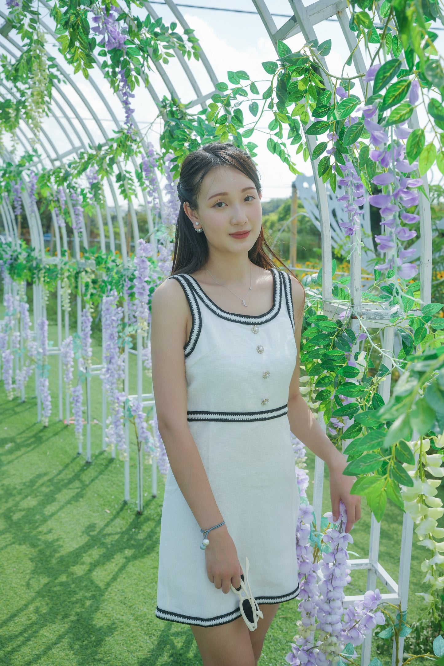 自家系列 閃石撞色小香風織裙