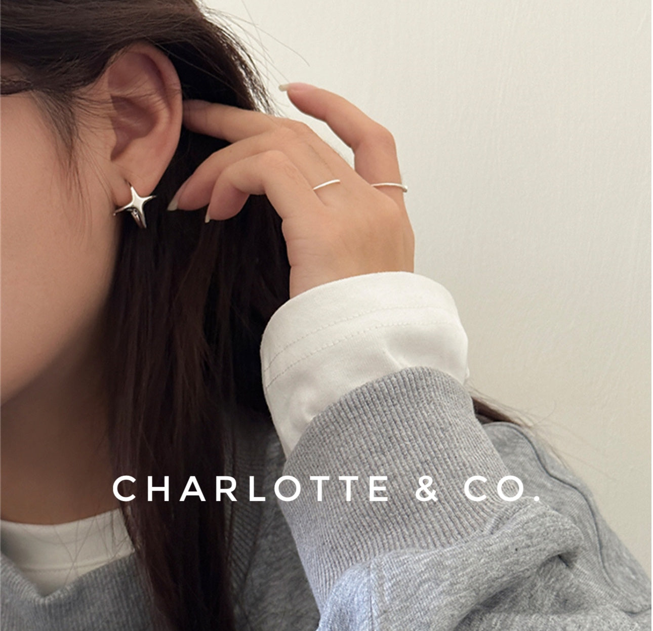 韓系十字星圈耳環