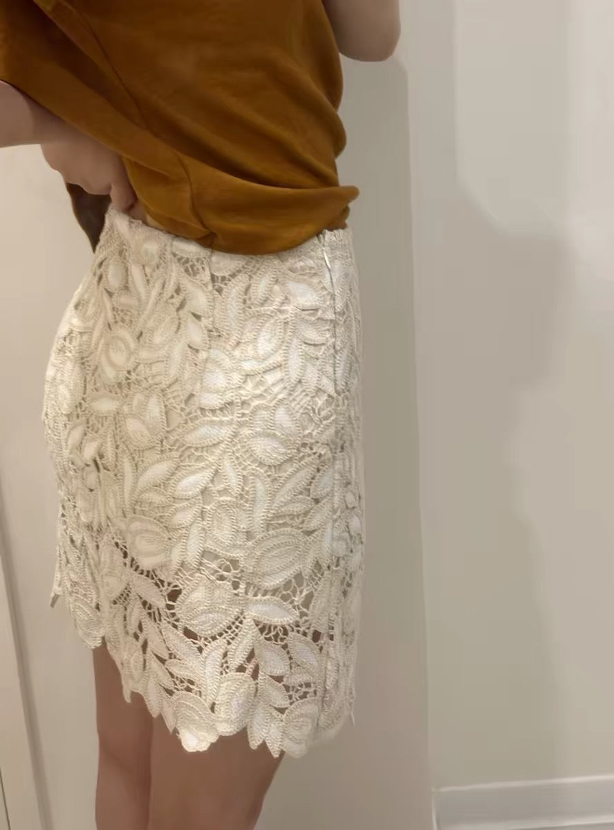 韓系高腰小金香蕾絲裙