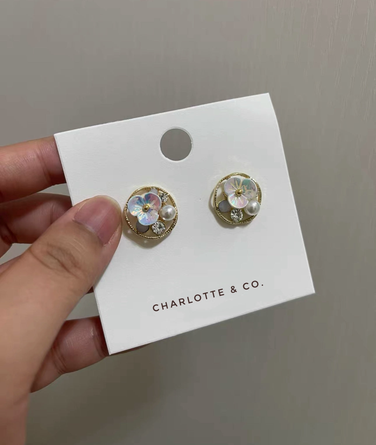 韓系小貝殼花閃石耳環