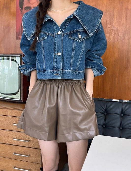 韓系娃娃領牛仔褸