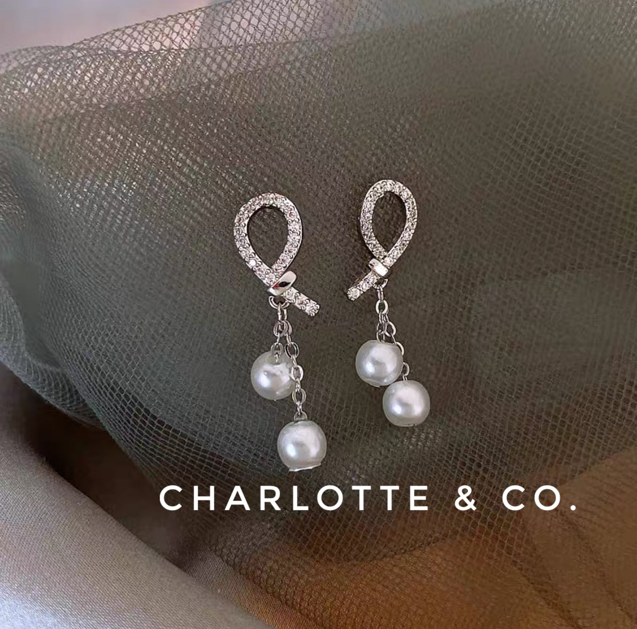 韓系打結吊珠耳環